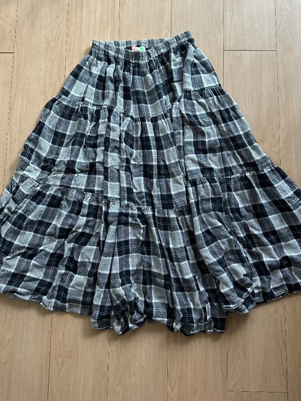 Vintage 2001 Cactus Flower Checkered Midi Skirt One Size Rayon